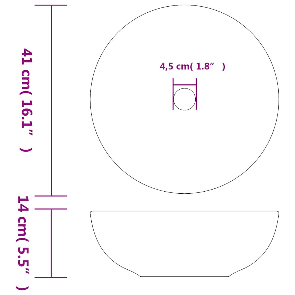 vidaXL Countertop Basin Black and Blue Round Φ41x14 cm Ceramic