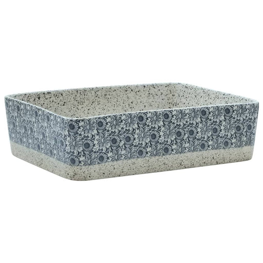 vidaXL Countertop Basin Grey and Blue Rectangular 46x35.5x13cm Ceramic