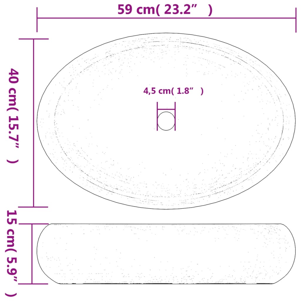 vidaXL Countertop Basin Brown and Blue Oval 59x40x15 cm Ceramic