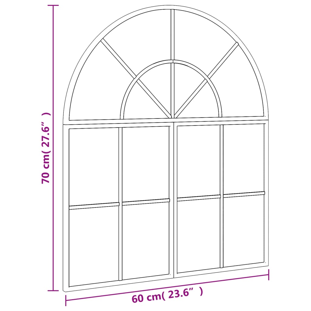 vidaXL Wall Mirror Black 60x70 cm Arch Iron
