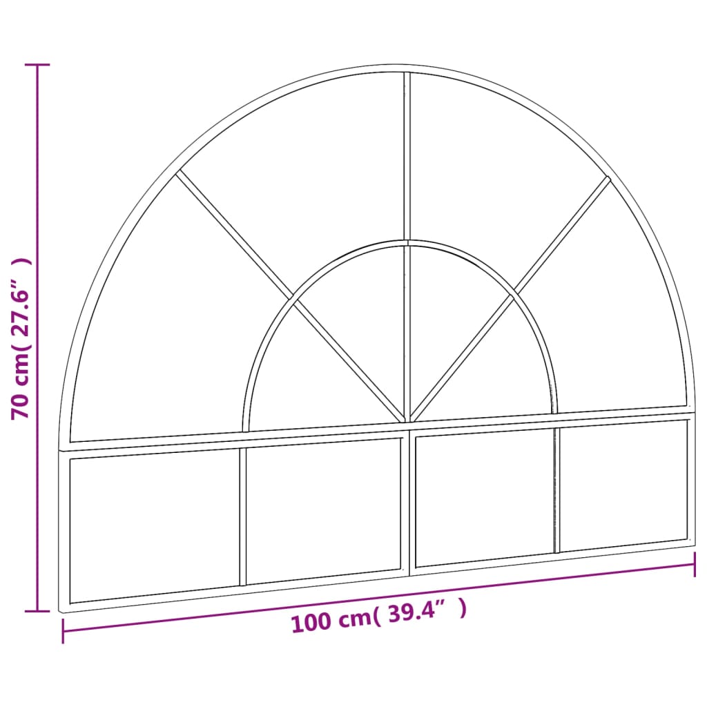 vidaXL Wall Mirror Black 100x70 cm Arch Iron
