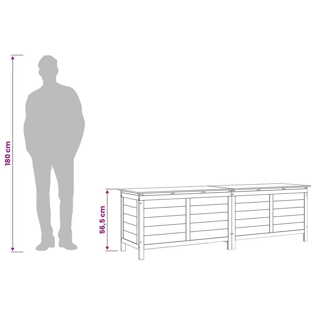 vidaXL Garden Storage Box White 198,5x50x56,5 cm Solid Wood Fir