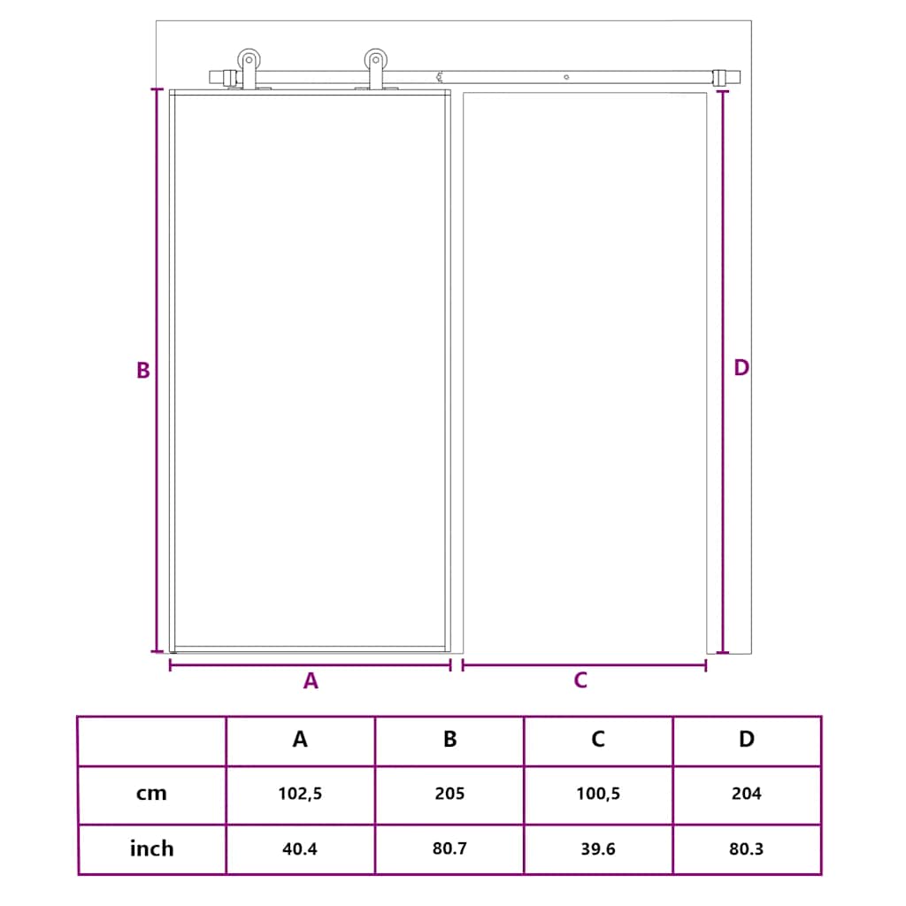 vidaXL Sliding Door Gold 102,5x205 cm Clear ESG Glass and Aluminium