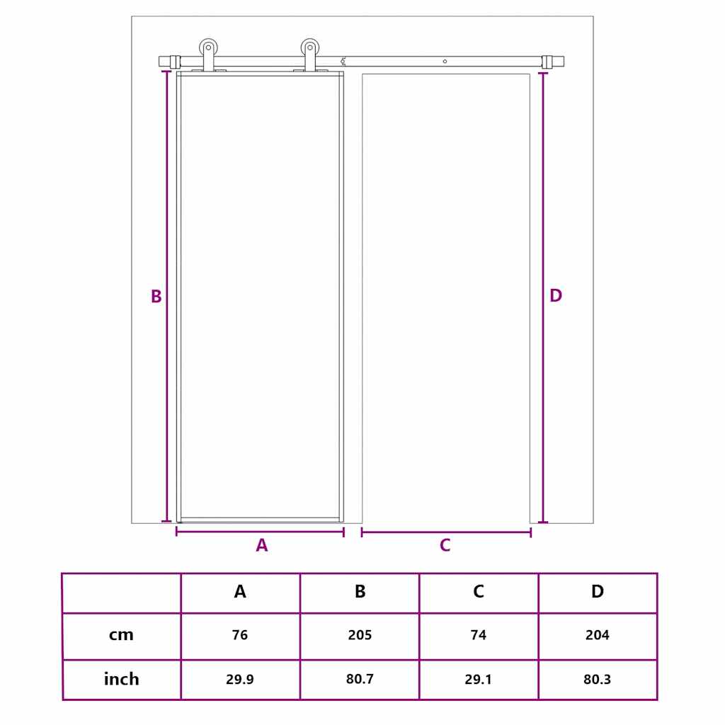vidaXL Sliding Door Gold 76x205 cm Frosted ESG Glass and Aluminium