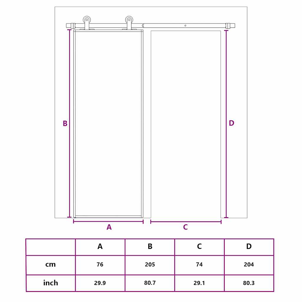 vidaXL Sliding Door Gold 76x205 cm Clear ESG Glass and Aluminium