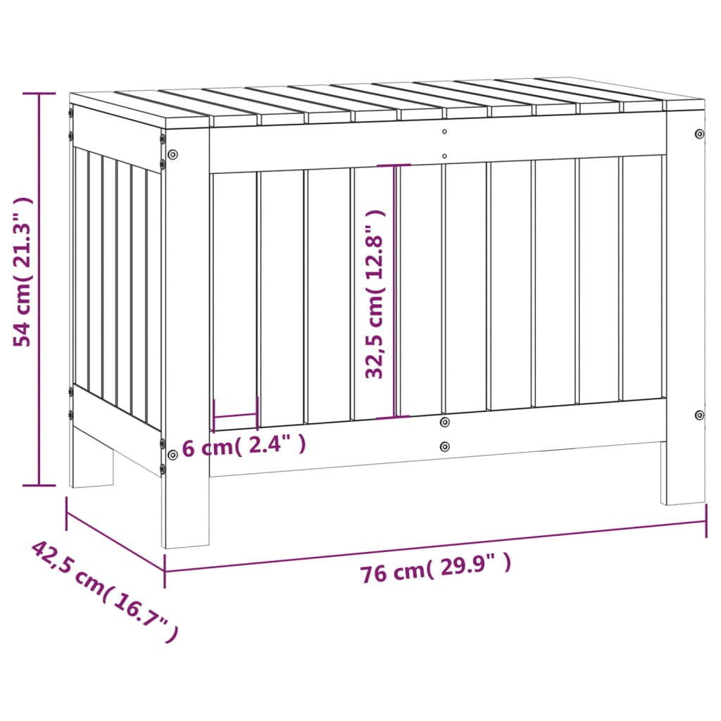 vidaXL Garden Storage Box White 76x42.5x54 cm Solid Wood Pine