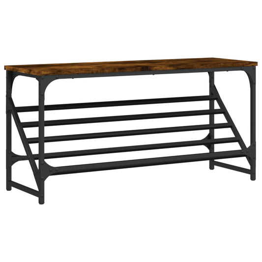 vidaXL Shoe Rack Smoked Oak 90x30x45 cm Engineered Wood