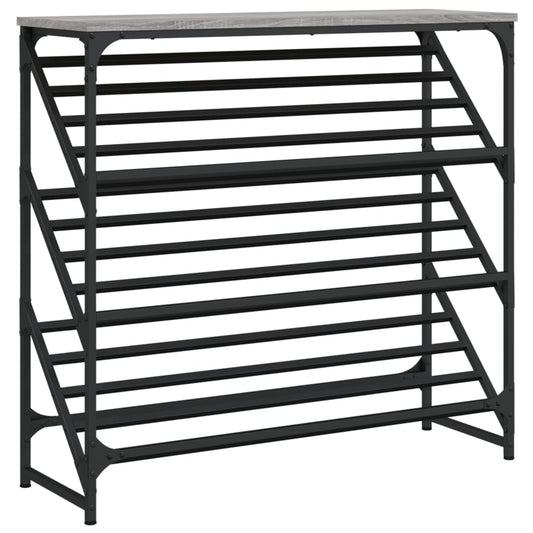 vidaXL Shoe Rack Grey Sonoma 90x30x85 cm Engineered Wood