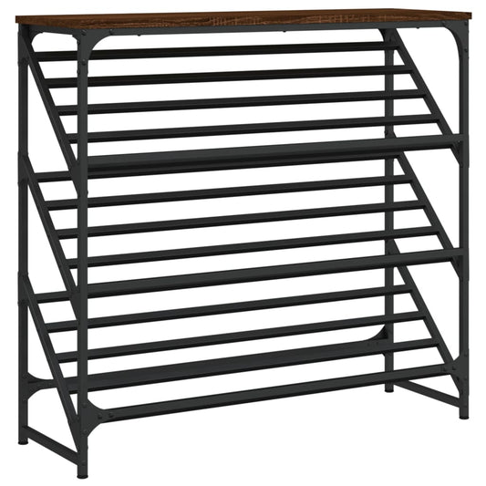 vidaXL Shoe Rack Brown Oak 90x30x85 cm Engineered Wood