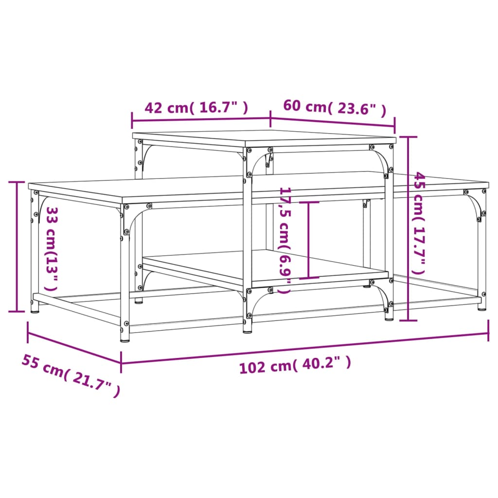 vidaXL Coffee Table Brown Oak 102x60x45 cm Engineered Wood