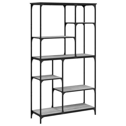 vidaXL Bookshelf Grey Sonoma 99x35.5x176 cm Engineered Wood and Steel