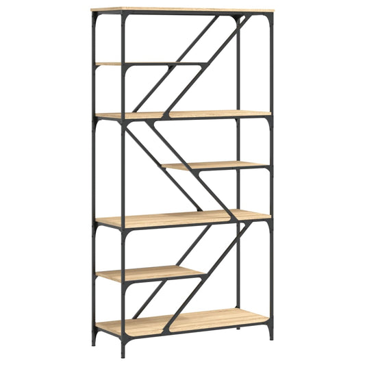 vidaXL Bookshelf Sonoma Oak 91x36x176 cm Engineered Wood and Steel