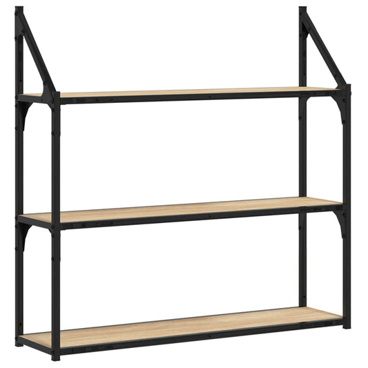 vidaXL 3-Tier Wall Shelf Sonoma Oak 80x21x78.5 cm Engineered Wood
