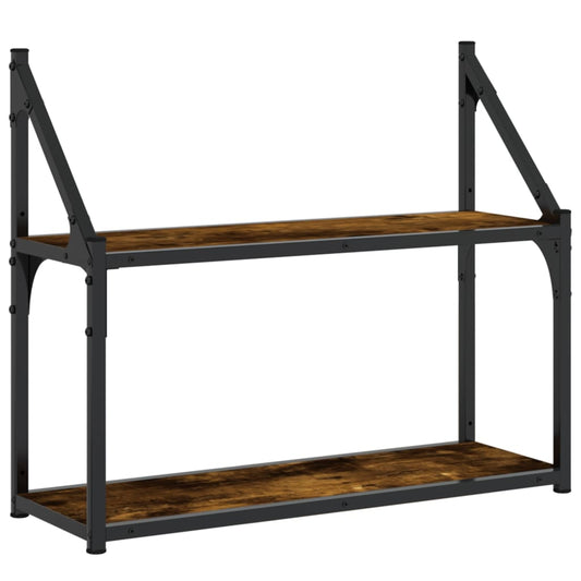 vidaXL 2-Tier Wall Shelf Smoked Oak 60x21x51 cm Engineered Wood
