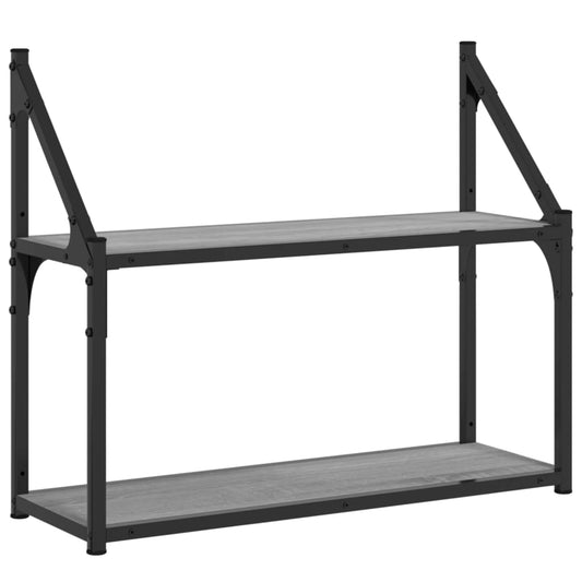 vidaXL 2-Tier Wall Shelf Grey Sonoma 60x21x51 cm Engineered Wood