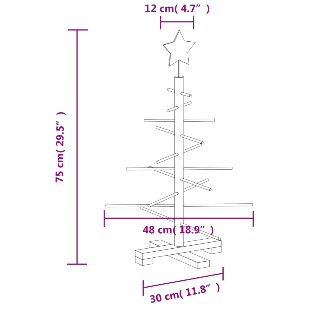 vidaXL Wooden Christmas Tree for Decoration 75 cm Solid Wood Pine