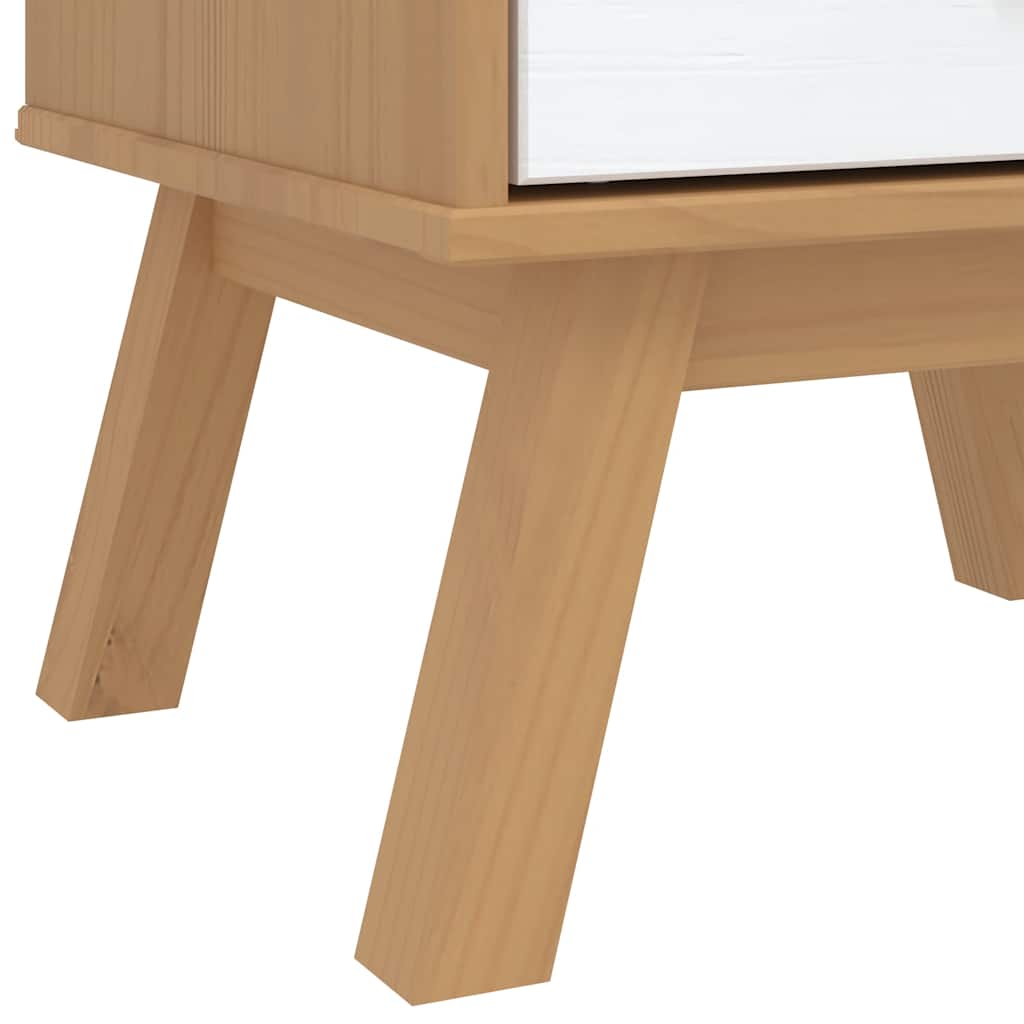 vidaXL Bedside Cabinet "OLDEN" White and Brown Solid Wood Pine
