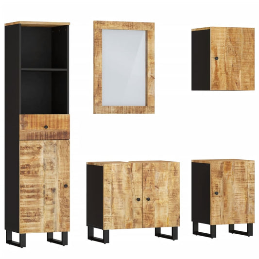 vidaXL 5 Piece Bathroom Furniture Set Solid Wood Mango