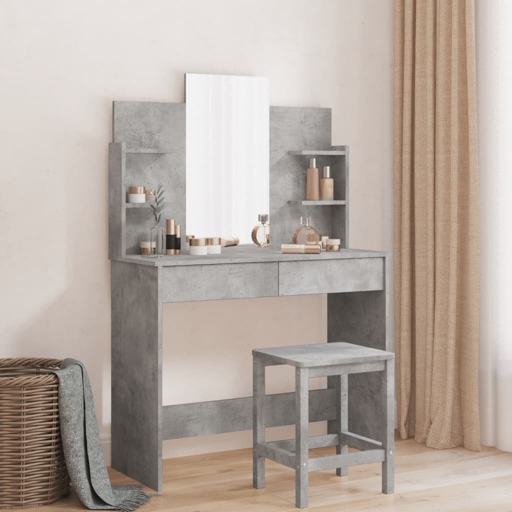 vidaXL Dressing Table with Mirror Concrete Grey 96x39x142 cm Luxury Garden Party vidaXL Dressing Table with Mirror Concrete Grey 96x39x142 cm Luxury Garden Party