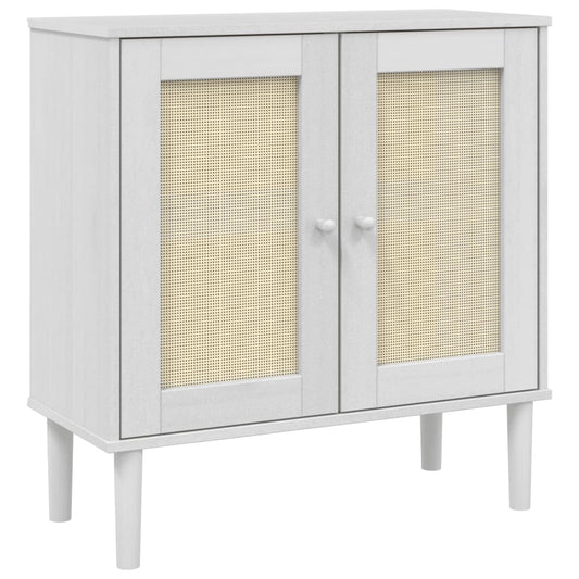 vidaXL Sideboard "SENJA" Rattan Look White 80x35x80 cm Solid Wood Pine