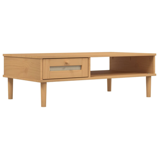 vidaXL Coffee Table SENJA Rattan Look Brown 100x55x33 cm Solid Wood
