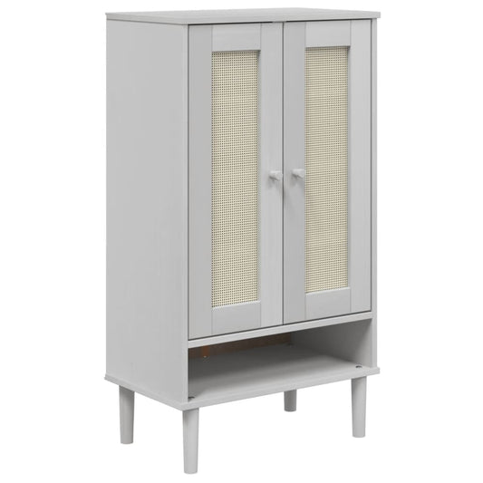 vidaXL Shoe Cabinet "SENJA" Rattan Look White 59,5x35x107 cm Solid Wood