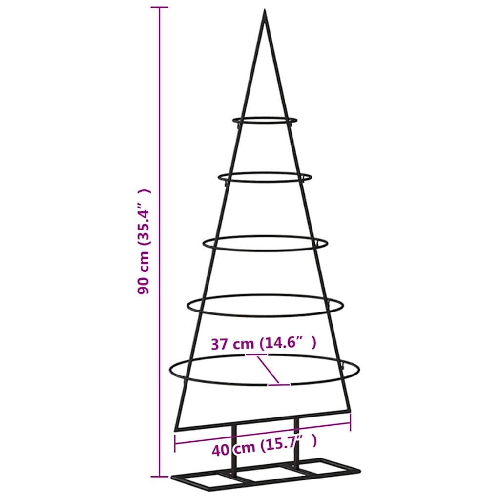 vidaXL Metal Christmas Tree for Decoration Black 90 cm