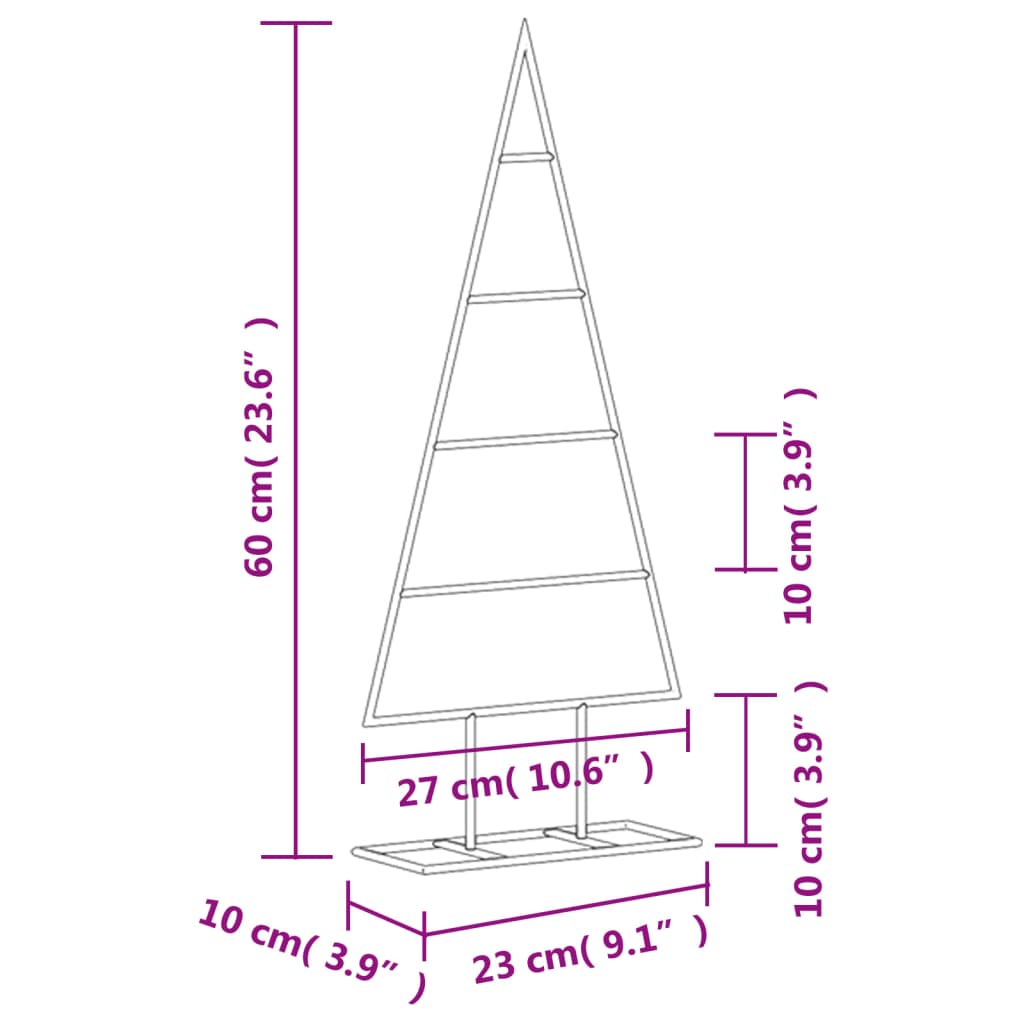 vidaXL Metal Christmas Tree for Decoration Black 60 cm