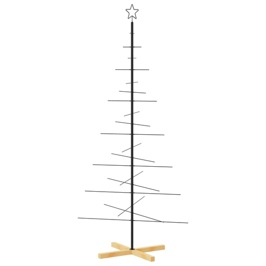 vidaXL Metal Christmas Tree | Black | Powder-coated steel, solid pine wood