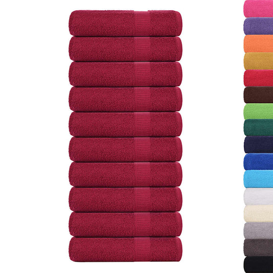 vidaXL Bath Towels "FROGN" 10 pcs Bordeaux 100x150 cm 360 gsm