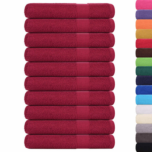 vidaXL Towels 10 pcs Bordeaux 100x200 cm 360 gsm 100% Cotton