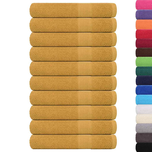 vidaXL Towels "FROGN" 10 pcs Gold 100x200 cm 360 gsm