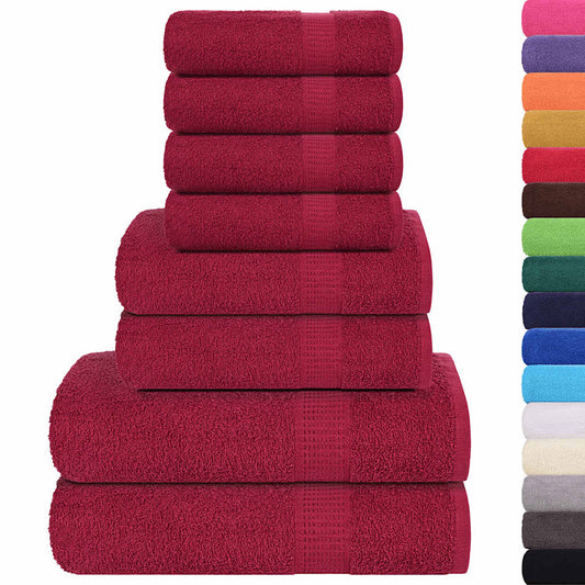 vidaXL 8 Piece Towel Set "FROGN" Bordeaux 360 gsm