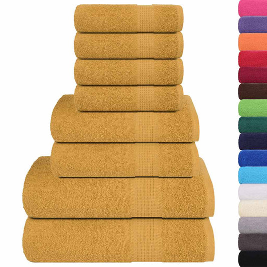 vidaXL 8 Piece Towel Set "FROGN" Gold 360 gsm