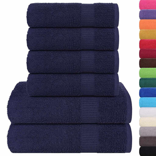 vidaXL 6 Piece Towel Set "FROGN" Navy Blue 360 gsm