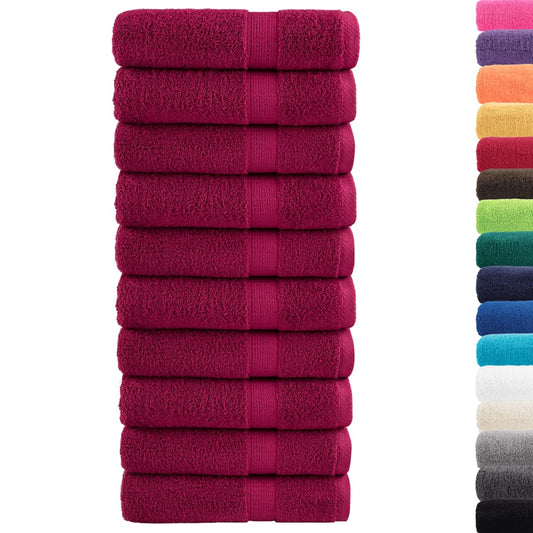 vidaXL Premium Hand Towels "SOLUND" 10 pcs Bordeaux 50x100 cm 600 gsm