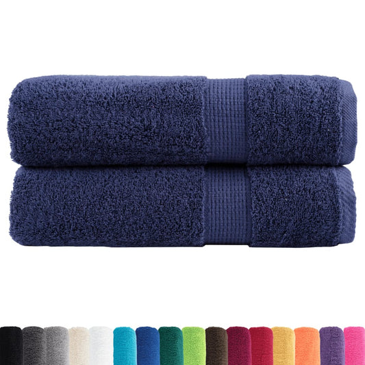 vidaXL Premium Bath Towels "SOLUND" 2 pcs Navy Blue 100x150 cm 600 gsm