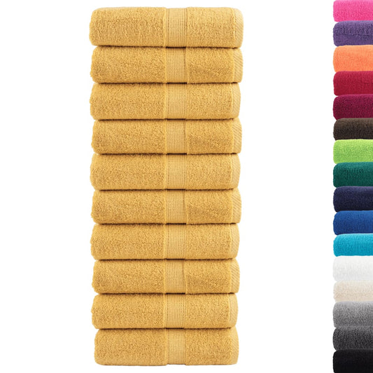 vidaXL Premium Guest Towels "SOLUND" 10 pcs Gold 30x50 cm 600 gsm