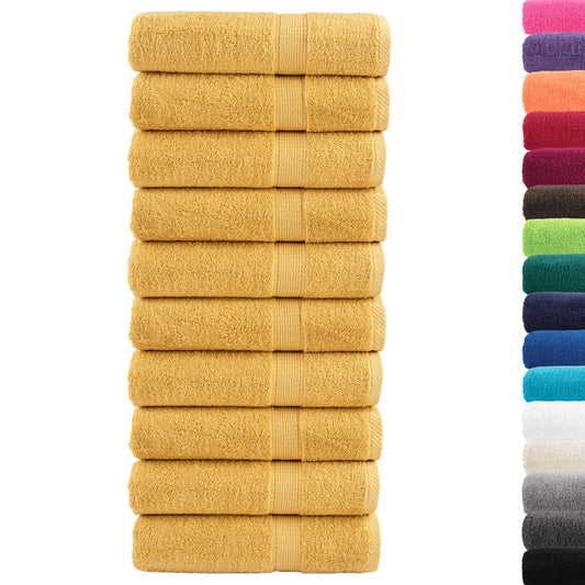 vidaXL Premium Bath Towels "SOLUND" 10 pcs Gold 100x150 cm 600 gsm