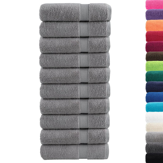 vidaXL Premium Hand Towels "SOLUND" 10 pcs Grey 50x100 cm 600 gsm