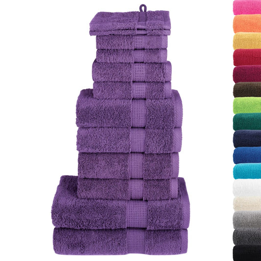 vidaXL 12 Piece Premium Towel Set SOLUND Purple 600 gsm