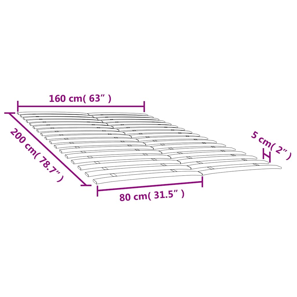 vidaXL Bed Slats Replacements with 34 Slats 2 pcs 80x200 cm