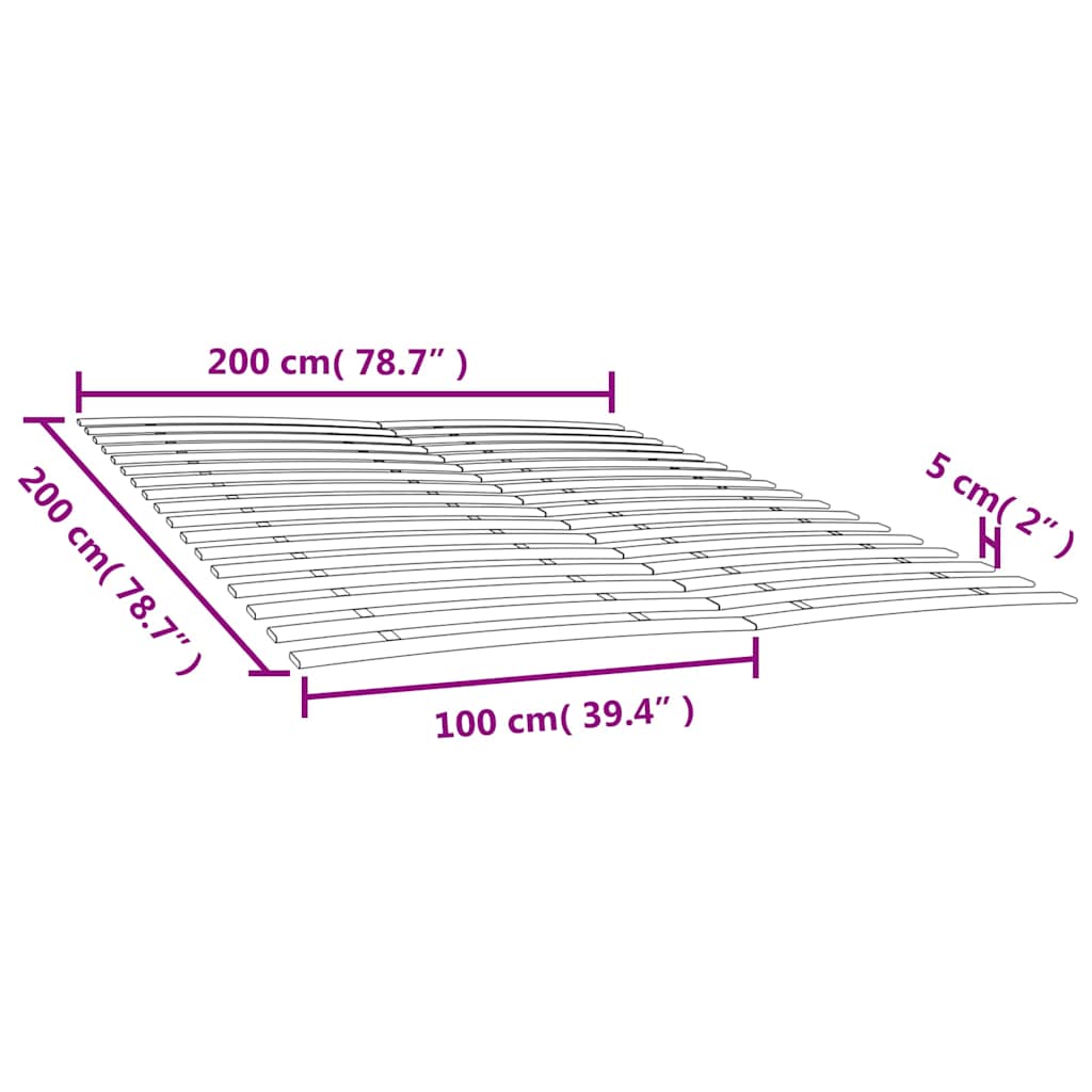 vidaXL Bed Slats Replacements with 34 Slats 2 pcs 100x200 cm