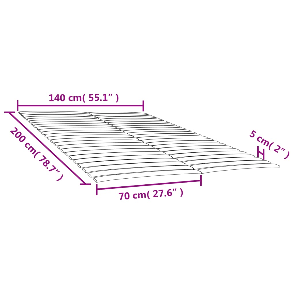 vidaXL Bed Slats Replacements with 48 Slats 2 pcs 70x200 cm