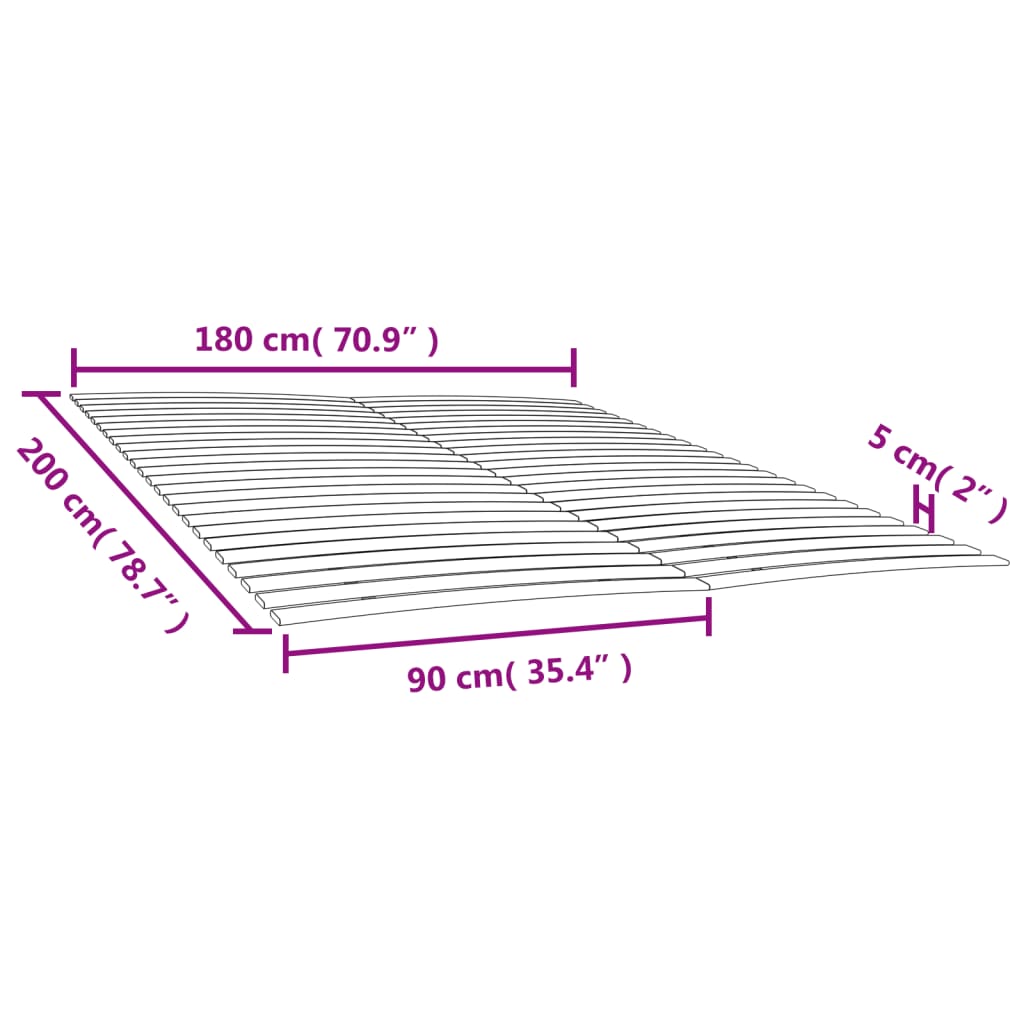 vidaXL Bed Slats Replacements with 48 Slats 2 pcs 90x200 cm
