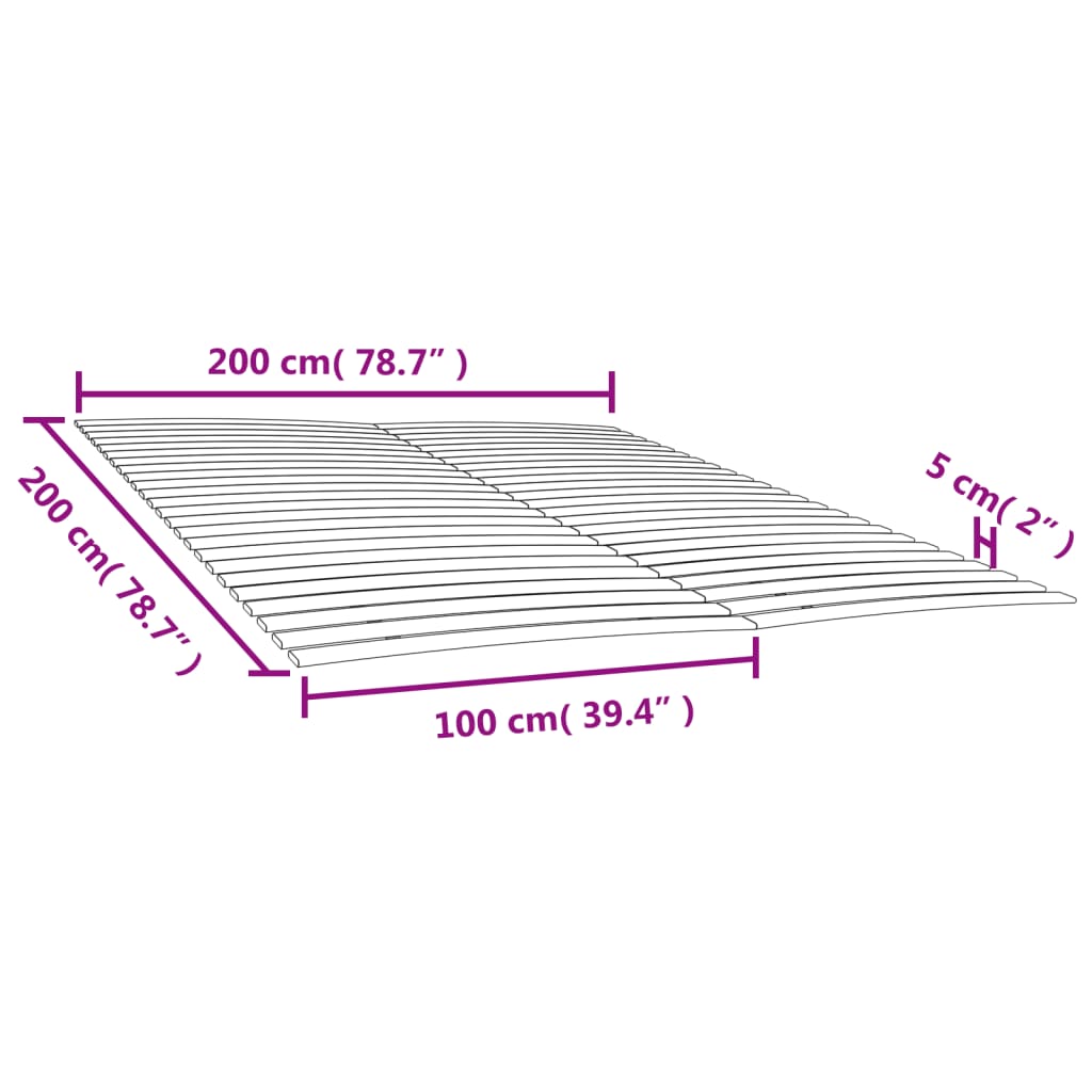 vidaXL Bed Slats Replacements with 48 Slats 2 pcs 100x200 cm