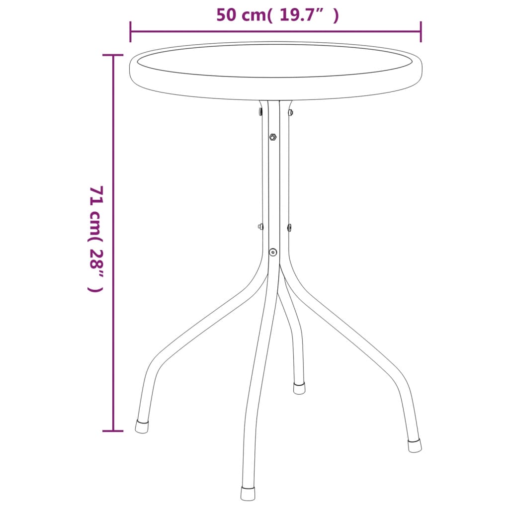 vidaXL 3 Piece Garden Dining Set Black Steel