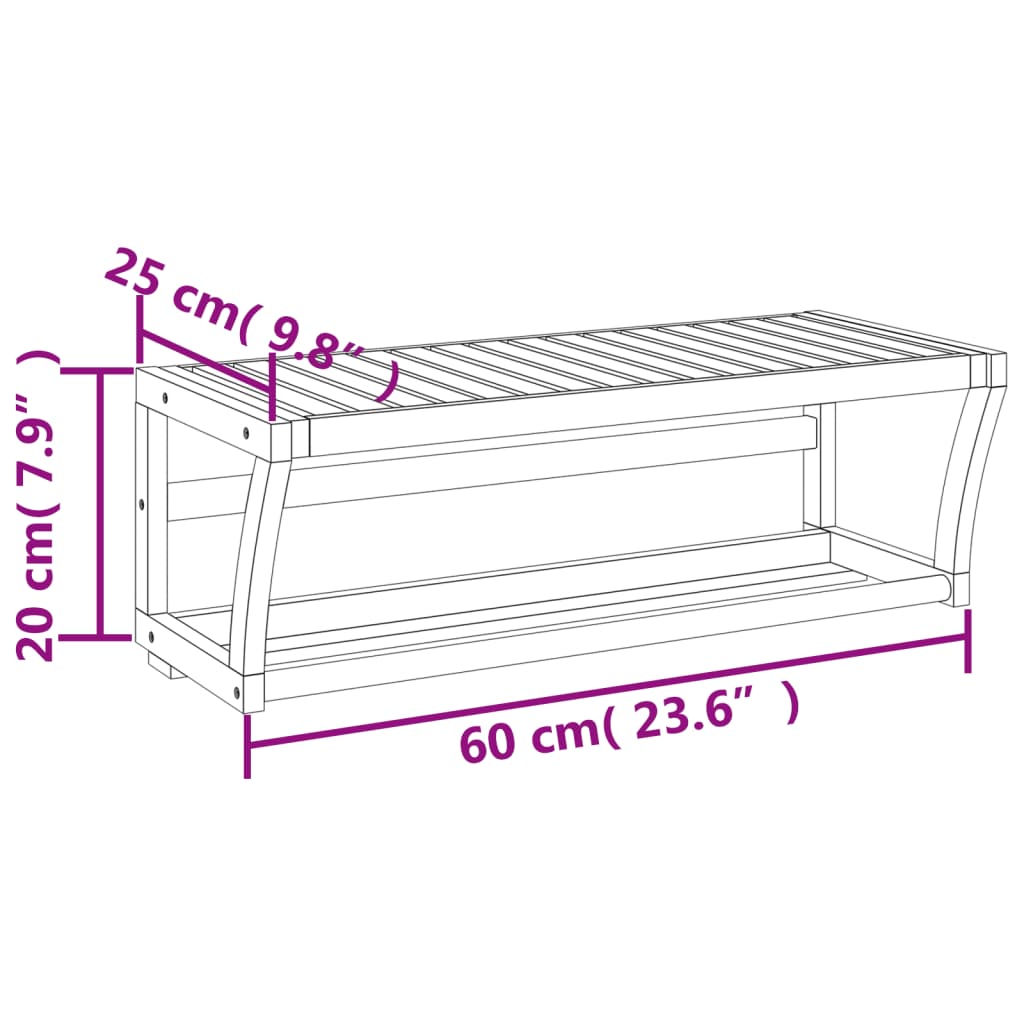 vidaXL Towel Shelf Wall-mounted 60x25x20 cm Bamboo