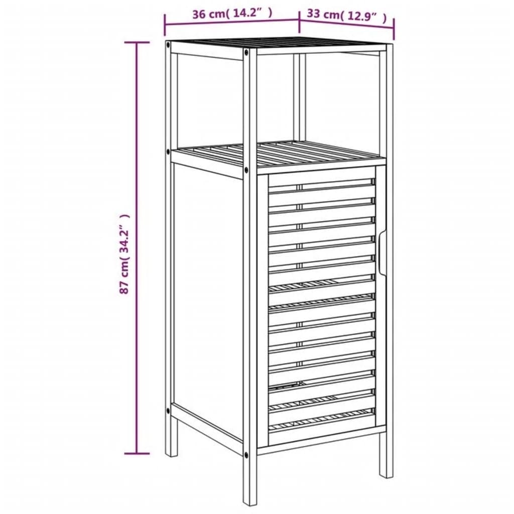 vidaXL Bathroom Cabinet with Shelf 36x33x87 cm Bamboo