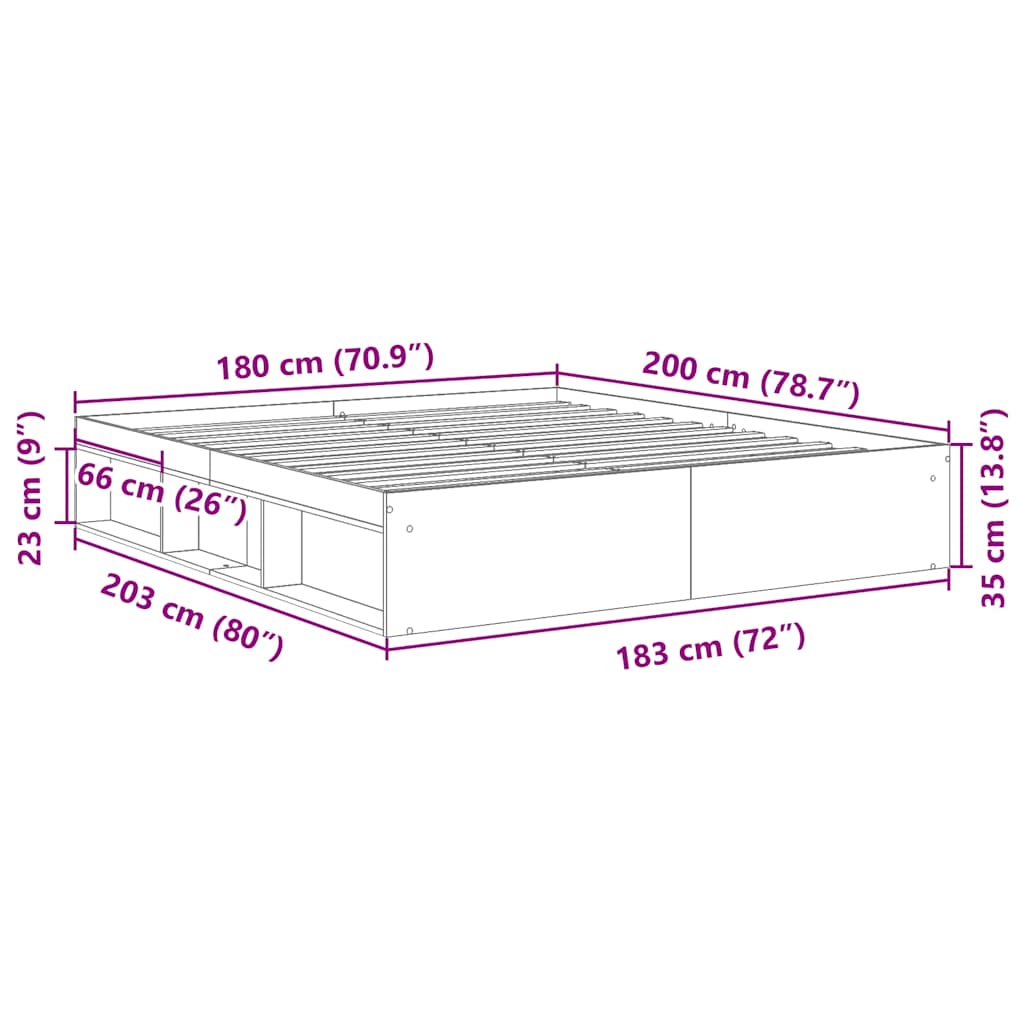 vidaXL Bed Frame without Mattress White 180x200 cm Super King Size